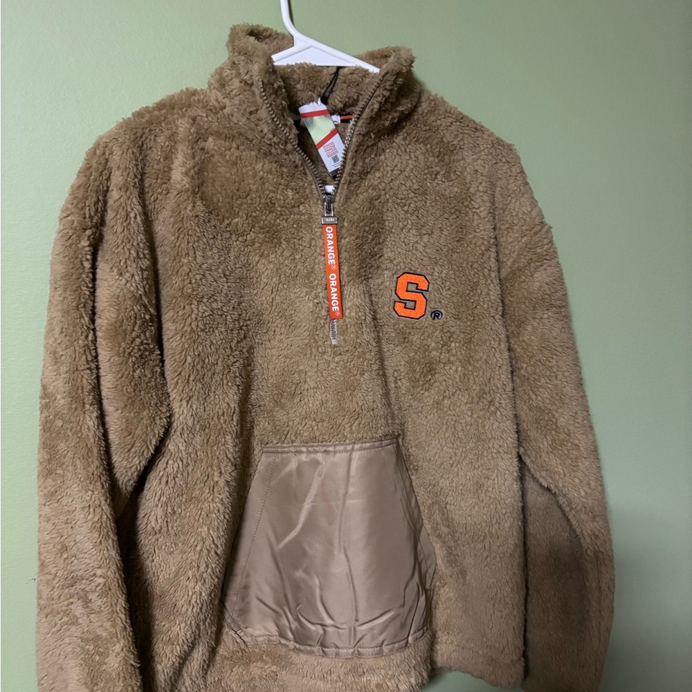 Erin Andrew’s XS Syracuse Brown Fleece Jacket with Orange Accents. NWT